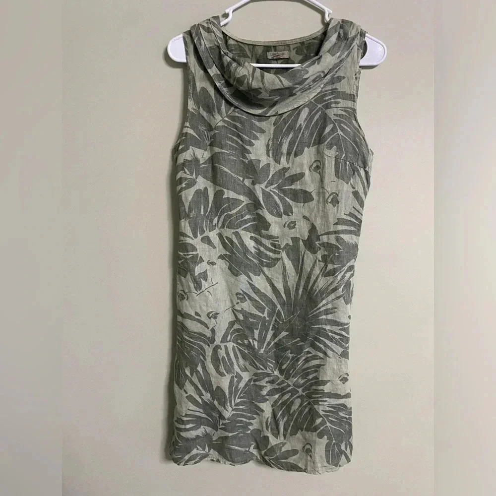 Lina Tomei Tropical Linen Shift Dress Size Small Lagenlook Resort Beach Italy
